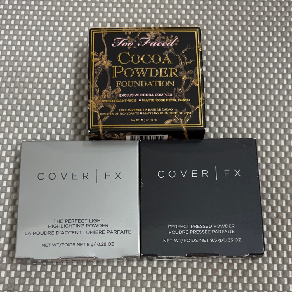 COVER FX and Too Faced compacts